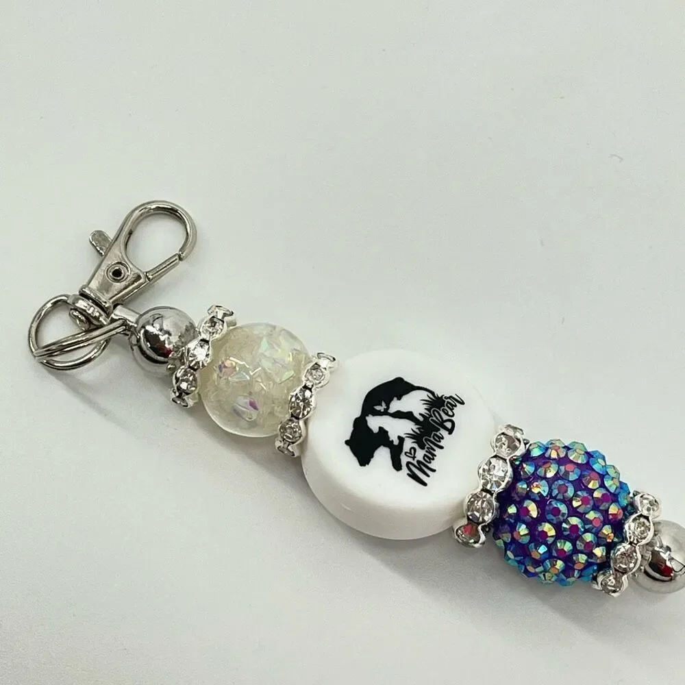 Keychain purse charm Beaded Keychain For Women, Bar Keychain, Silicone bead keyc